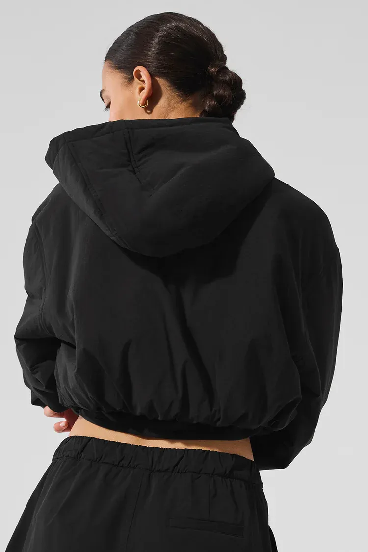 Casaco Cropped Mountain Peak Full-Zip Com Capuz